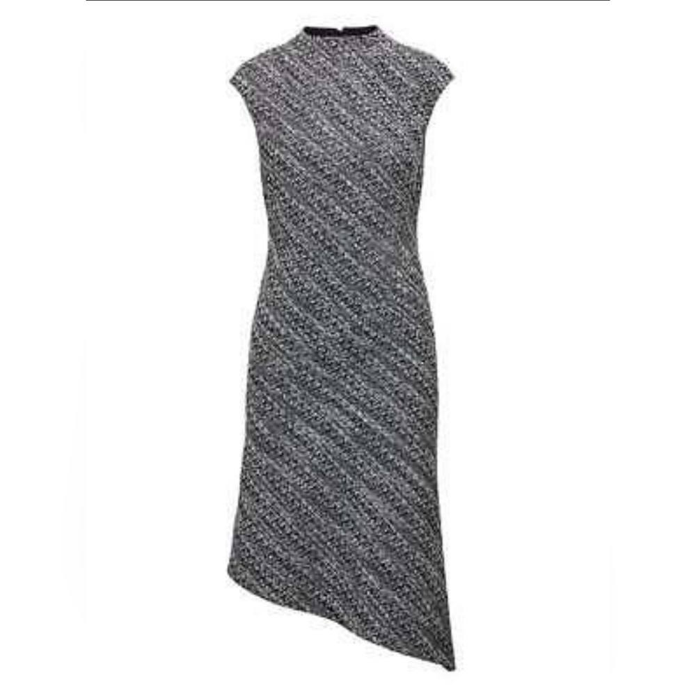 NWT Banana Republic Tweed Black White Asymmetrical Mock Neck Dark Academia - Picture 11 of 12